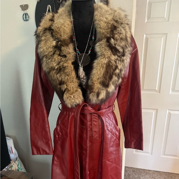 VINTAGE LEATHER LEOPARD FUR COAT MEDIUM - Picture 1 of 8